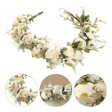 Tiara Coroa Guirlanda Flores Branco Off White Noiva Casament