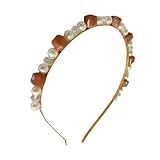 Tiara De Cabelo Metal Fashion Strass Pérola Rose Normal