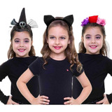 Tiara De Halloween Com Chapéu Vários Modelos Gatinho Morcego