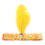 Tiara Melindrosa Cabaré Com Pena Fantasia Halloween Carnaval Cor Dourado