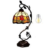Tiffany Lâmpada De Mesa Vitral Ao Lado Do Abajur- Mesa De Cabeceira- Tulipa De 53 Cm De Altura- Fina Base De Folha De Metal Rústico Rústico Para Sala De Estar- Quarto- Bar- Industrial- Boho- Campo- WERFACTORY- Lâmpada LED Incluída