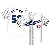 TIFIYA Camiseta De Beisebol Los Angeles 99 23 24 Listrada Estampada LA Baseball Team Shirts Para Homens Mulheres Jovens  T191   Branco  GG