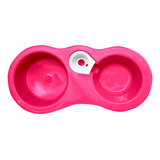 Tigela Dupla Água E Ração Rosa Para Garrafas Pet