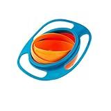 Tigela Giratória P-Bebê- Potinho Plástico P-Crianças- Não Derruba O Alimento- Pote-Prato Infantil -Azul E Laranja-