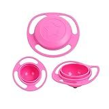 Tigela Giratória P-Bebê- Potinho Plástico P-Crianças- Não Derruba O Alimento- Pote-Prato Infantil -Rosa-
