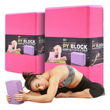 Tijolo Bloco De Yoga Em Eva Pilates Kit C 2 Peças Cor Pink