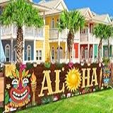 Tiki Banner Luau Party Aloha Decorações Tropical Carnaval Para Exterior Interior Quintal Parede
