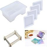 TikooTik 2 Peças De Moldes E Suporte De Resina Para Porta Copos Com 4 Peças De Placas Fixas Moldes De Tapete De Copo Para Resina Epóxi Caixa De Armazenamento Molde De Silicone Para Fazer