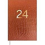 Tilibra Agenda Executiva Croco Costurada Diária 14 5 X 20 5 Cm 2024 Croco Caramelo 24