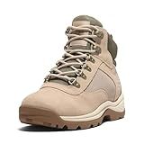 Timberland Bota Feminina De Caminhada Cano Médio Com Borda Branca- Camurça Bege Claro- 6 Wide