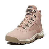 Timberland Bota Feminina De Caminhada Cano Médio Com Borda Branca- Camurça Bege Claro W Cinza Médio- 10 Wide