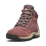 Timberland Bota Feminina De Caminhada Cano Médio Com Borda Branca- Camurça Vermelha- 36