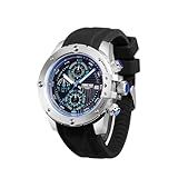 TIME100 Relógio Masculino Multifunções à Prova D água 100 M Esportivo E Casual De Quartzo Com Pulseira De Silicone Prata Prata