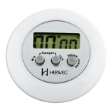 Timer Cronômetro 3308 Digital Progressivo Regressivo Branco Redondo Imã Presilha Cozinha Laboratório Clínico Empresa Herweg