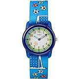 Timex Relógio Analógico Com Pulseira De Tecido Elástico Para Meninos Time Machines, Azul/futebol
