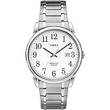 Timex Relógio De 38 Mm Com Pulseira De Expansão Easy Reader  Prateado Branco  Mens Standard
