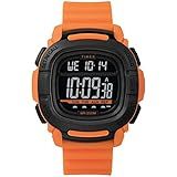 Timex Relógio Digital Masculino Com Comando De Pulseira De Silicone, Laranja, Alça