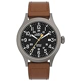 Timex Relógio Masculino Expedition Scout 40 Mm Quartz Leather Strap, Marrom, 20 Casual (modelo: Tw4b260009j)