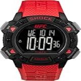 Timex Relógio Masculino UFC Core Shock De 45 Mm   Caixa Preta Com Mostrador Digital Com Pulseira Vermelha  Vermelho