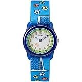Timex Time Machines Relógio Infantil Preto Fast Wrap De 28 Mm Azul Futebol One Size Time Machines Pulseira Analógica De Tecido Elástico