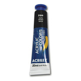 Tinta Acrílica Acrilex 20ml Acrylic Colors Tela E Outros Cor 320 Preto