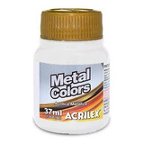 Tinta Acrílica Metálica Acrilex Artesanato 37ml Metal Colors Cor Branco Metalico