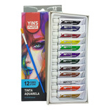 Tinta Aquarela Bisnaga 12 Cores 12ml Water Cores Vibrantes