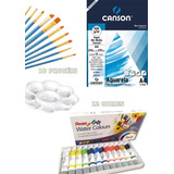 Tinta Aquarela Papel Canson A4 Pinceis Gode Brinde
