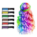 Tinta Cabelo Giz Temporária Pente Com 6 Cores Carnaval Festa