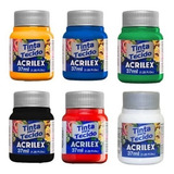 Tinta De Tecido Acrilex 37ml Kit Com 6 Cores envio Imediato