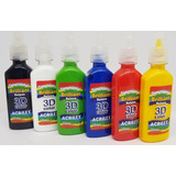 Tinta Dimensional 3d Brilliant Acrilex Com 6 Potes De 20ml