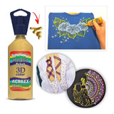 Tinta Dimensional Relevo 3d 35ml Metálico Acrilex Cor 532 Ouro