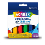 Tinta Dimensional Relevo 3d Brilliant 20ml 6 Cores Acrilex