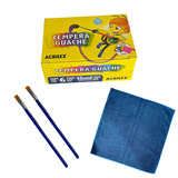 Tinta Escolar Infantil Guache 6 Cores Pintura Com Pincel