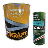 Tinta Esm Sintético Ind Preto Semi Brilho Kit Completo