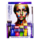 Tinta Facial Halloween Color Make Com 06 Cores Pincel