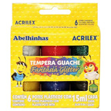 Tinta Guache 6 Cores Fantasia Glitter Acrilex