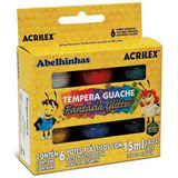 Tinta Guache Fantasia Glitter 6 Cores 15ml Acrilex