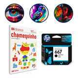 Tinta Hp 667 Preta Original Pacote Folha A4 Brinde