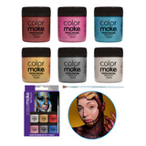 Tinta Liquída Metálica Colormake 6 Cores Pincel Maquiagem