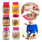 Tinta Para Artesanato Fosca Pva 37ml Kit C 6 Cores Acrilex Cor Colorido