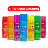 Tinta Para Cabelo Spray Kit 3un Neon Fluorescente Festa