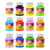Tinta Para Tecido Fosca 12 Cores Escolar Arte Dac 37ml
