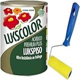 Tinta Piso Lukspiso 900ml 1 4 Diversas Rolinho 9cm Espuma Amarelo Demarcação Rolinho 
