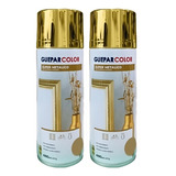 Tinta Spray Dourado Metálico Guepar Color 400ml Kit 2 Unid