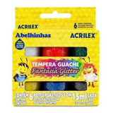Tinta Tempera Guache C 6 Cores 15ml Fantasia Glitter Acrilex