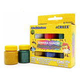 Tinta Tempera Guache Glitter Fantasia 6 Cores Acrilex