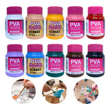 Tintas Pva Foscas Pva 37ml Acrilex Kit Com 10