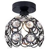 TISLYCO Lustre Moderno De Cristal Para Corredor De Teto Mini Luminária De Teto Com Montagem Semi Embutida Mini Lustre Lustre De Cristal De Metal Preto Antigo Entrada Quarto Banheiro Cozinha