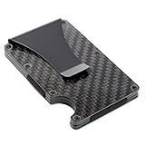 Titular Fibra De Carbono Masculino Portátil ID Business Card RFID Bloqueio Magro Carteira Homens Caixa Clipe ID Portátil Card Case